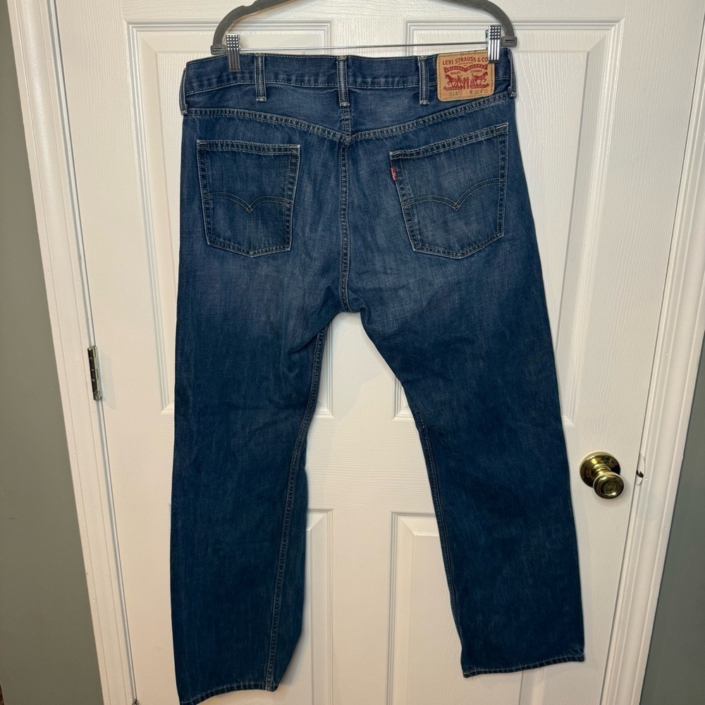 Levi's 514 Straight Leg Blue Jeans Classic Style 38 W 32 L Medium Wash GUC - Picture 5 of 8